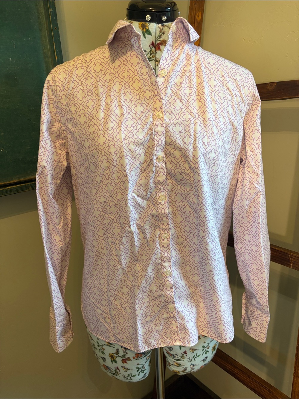 Lands' End Printed Long-Sleeve Button-Down Shirt
